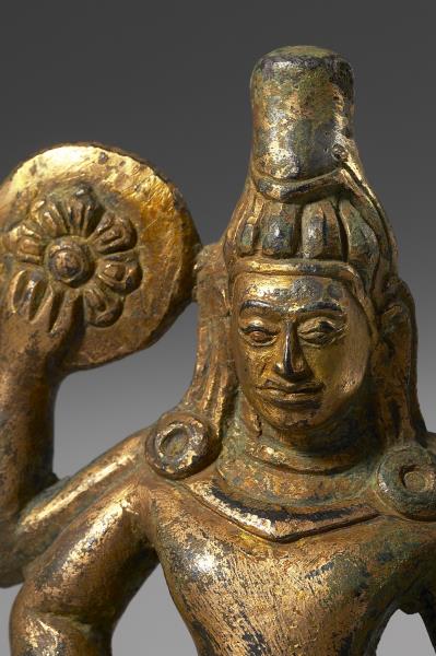 泰國 12世紀 青銅鎏金 毗濕奴神立像