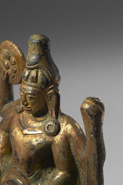 泰國 12世紀 青銅鎏金 毗濕奴神立像