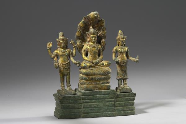 釋迦牟尼佛，四臂觀音，般若佛母三尊像