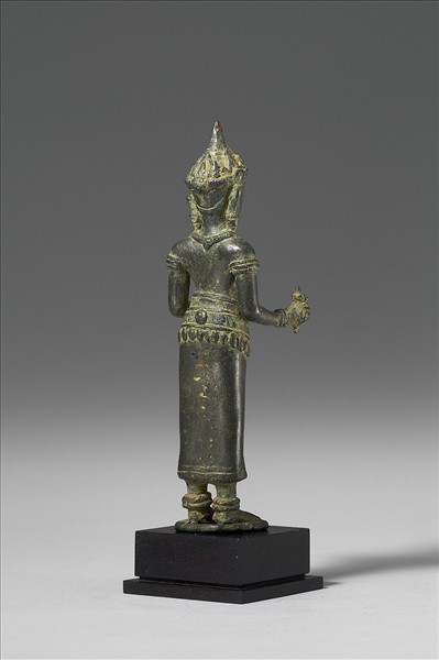 泰國 12-13世紀 青銅鎏金 般若佛母立像