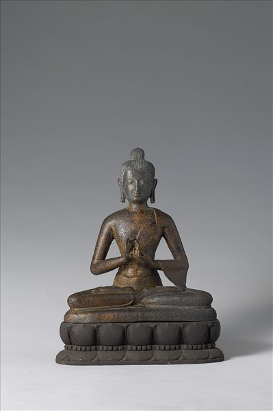 印尼 爪哇 11世紀 青銅鎏金 佛趺坐像