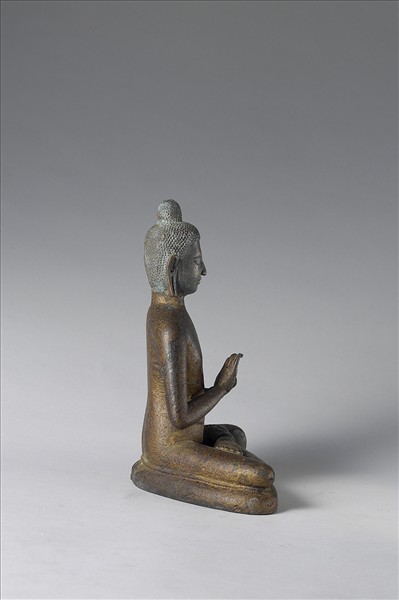 印尼 爪哇 11世紀 青銅鎏金 佛趺坐像