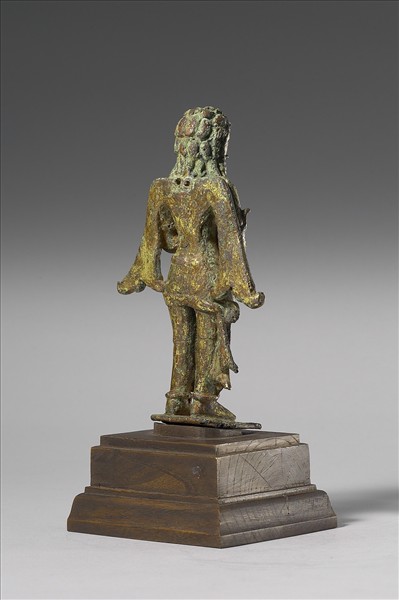 尼泊爾 12世紀 青銅鎏金 金翅鳥人合掌立像