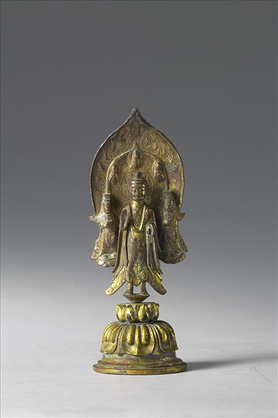 中國北魏銅鎏金立佛三尊像- 故宮