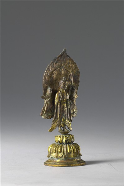 中國 北魏 銅鎏金 立佛三尊像