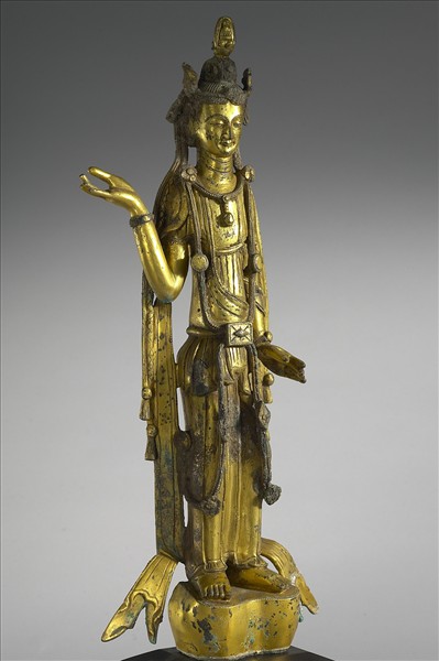 中國 隋 銅鎏金 觀音菩薩像