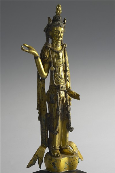 中國 隋 銅鎏金 觀音菩薩像