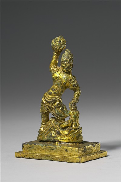 中國 唐 銅鎏金 力士像
