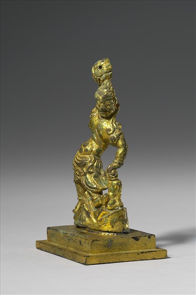 中國 唐 銅鎏金 力士像