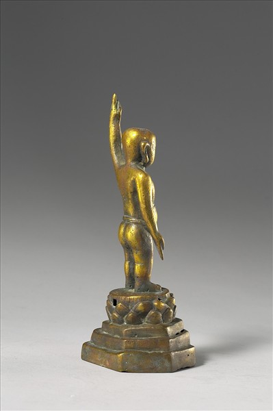 中國 明 銅鎏金 誕生佛像