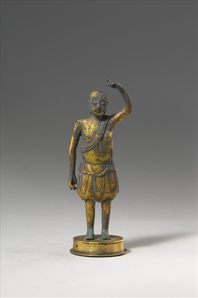 韓國 朝鮮時代 銅鎏金 誕生佛像