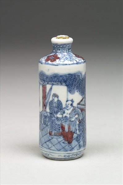 青花釉裡紅鼻煙壺