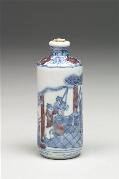 青花釉裡紅鼻煙壺