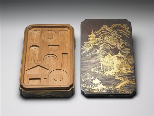 蒔繪山水樓閣紋漆盒