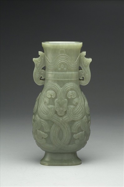 玉雙身蟠龍紋壺