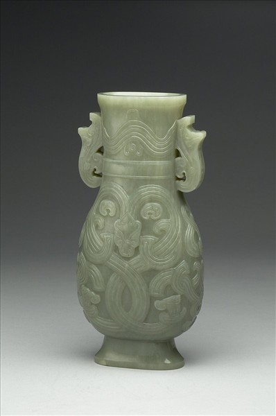 玉雙身蟠龍紋壺