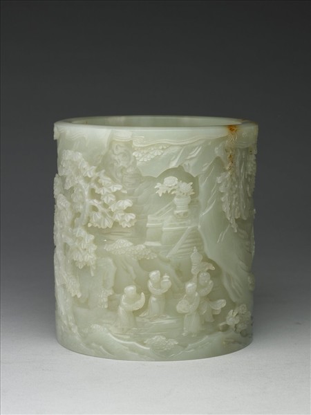 玉福壽吉祥筆筒