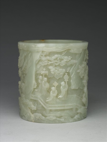 玉福壽吉祥筆筒