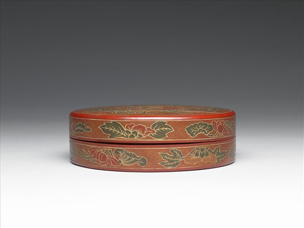 戧金填漆花卉紋盒