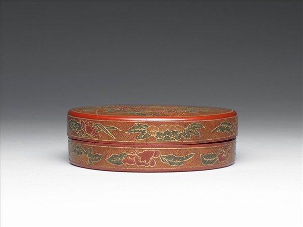 戧金填漆花卉紋盒