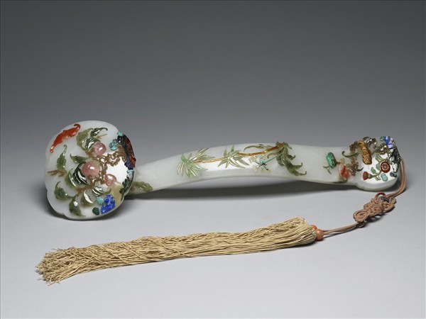 玉嵌寶石福壽如意