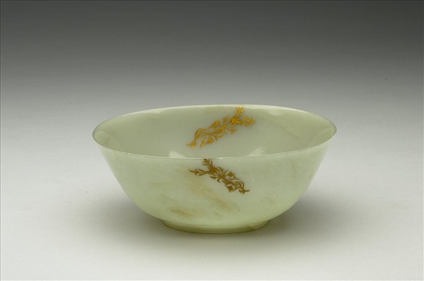 玉繪金花橢圓碗