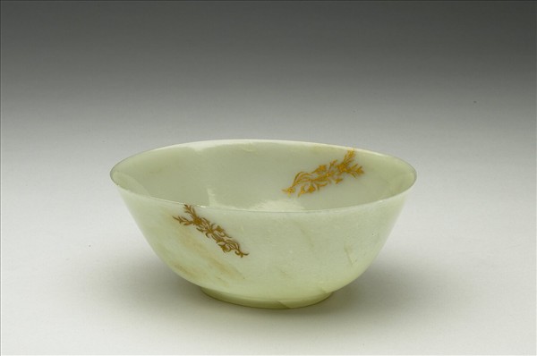 玉繪金花橢圓碗