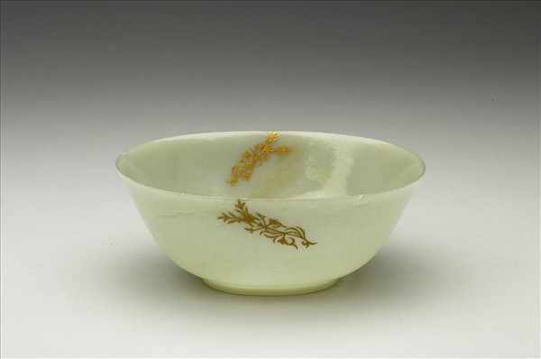 玉繪金花橢圓碗