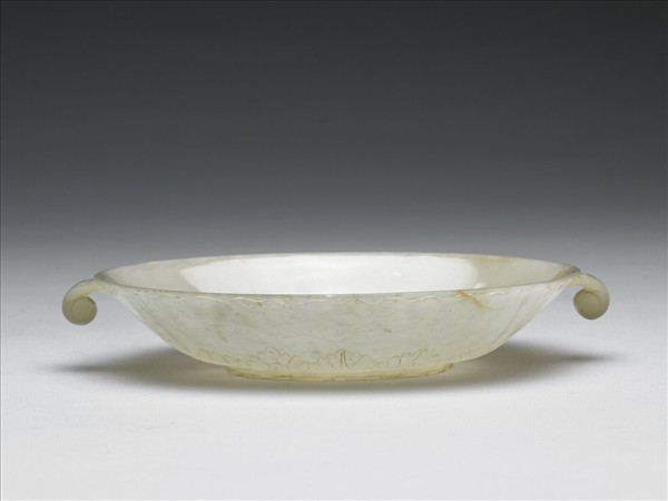 玉平口花蕾形雙柄碗