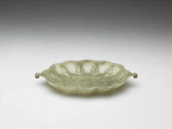 玉花口葉式雙柄盤