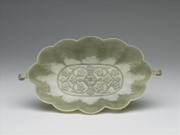 玉花口葉式雙柄盤