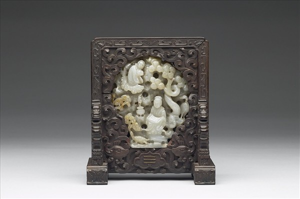 「秋山」仕女焚香玉飾