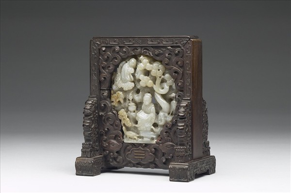 「秋山」仕女焚香玉飾