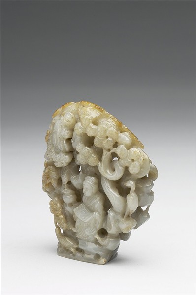 「秋山」仕女焚香玉飾