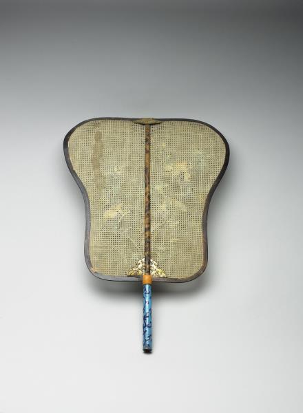 嵌骨花卉象牙蓆扇