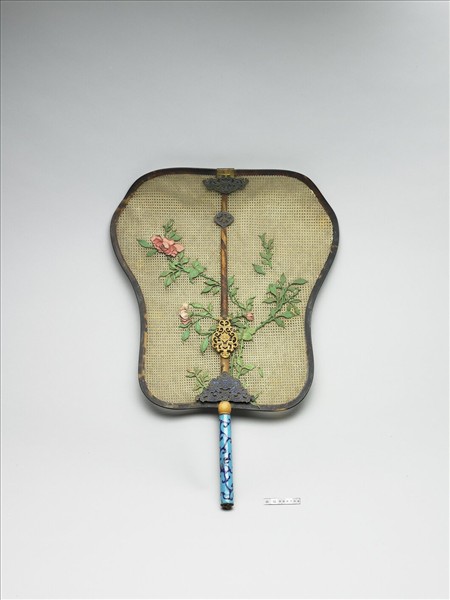 嵌骨花卉象牙蓆扇