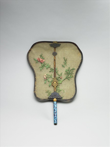 嵌骨花卉象牙蓆扇