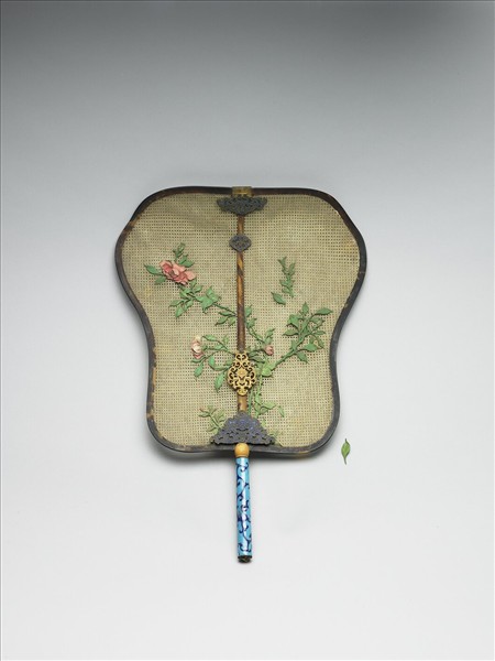 嵌骨花卉象牙蓆扇