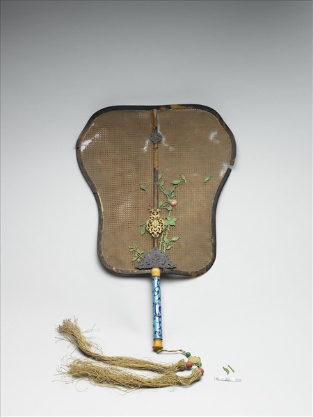 嵌骨花卉象牙蓆扇