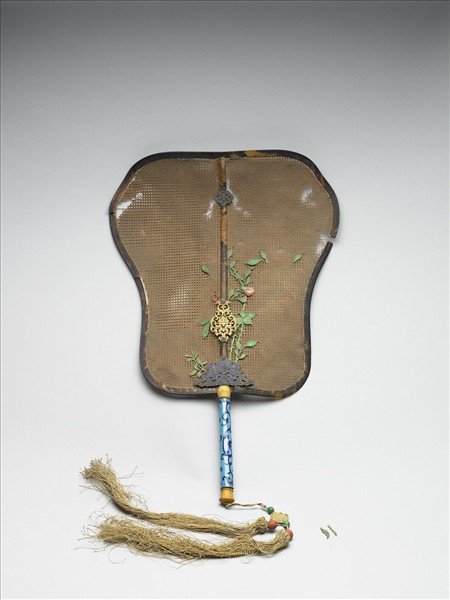 嵌骨花卉象牙蓆扇