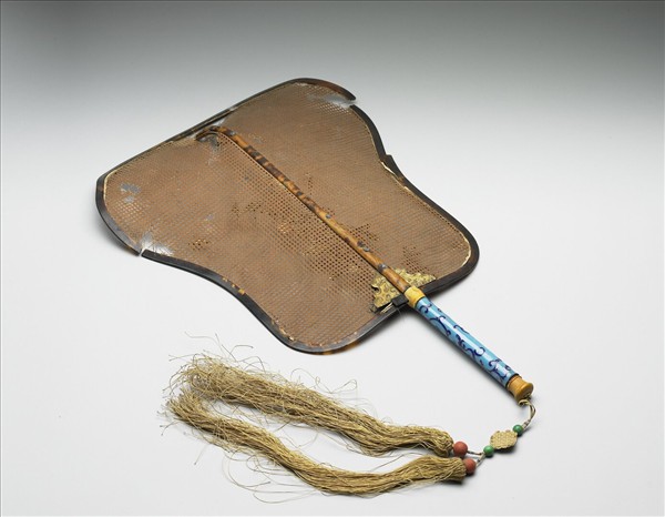 嵌骨花卉象牙蓆扇