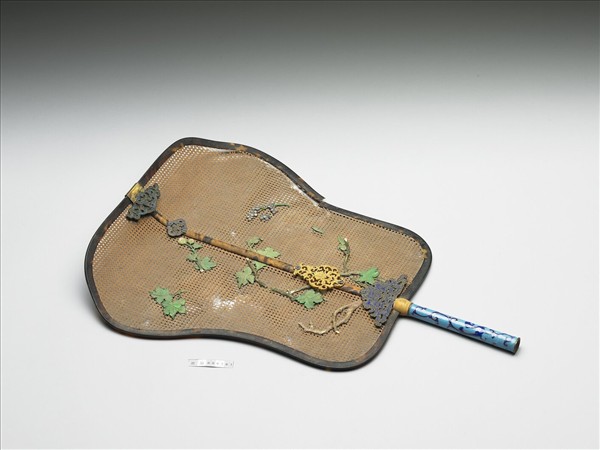 嵌骨花卉象牙蓆扇