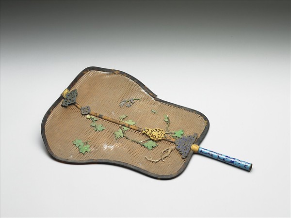 嵌骨花卉象牙蓆扇