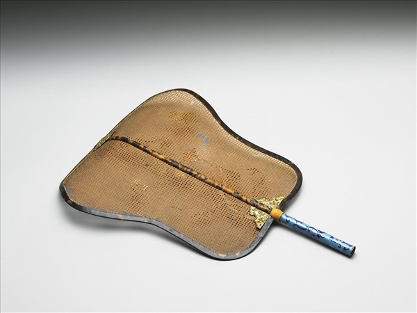 嵌骨花卉象牙蓆扇