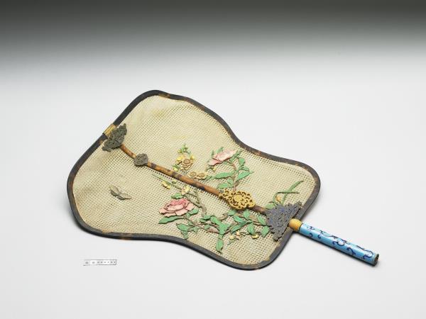 嵌骨花卉象牙蓆扇