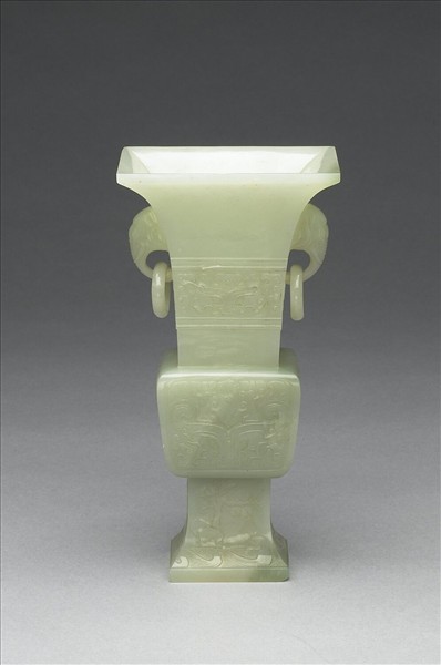 玉象耳雙環方觚