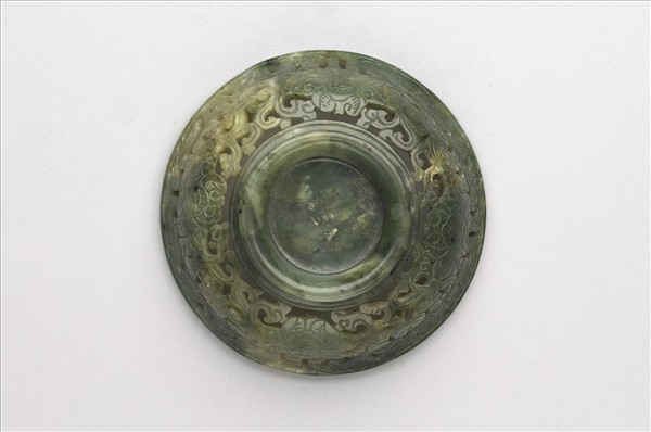 玉鏤空番蓮紋蓋