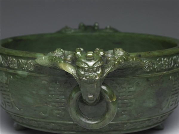 玉雙環雕壽字水盛