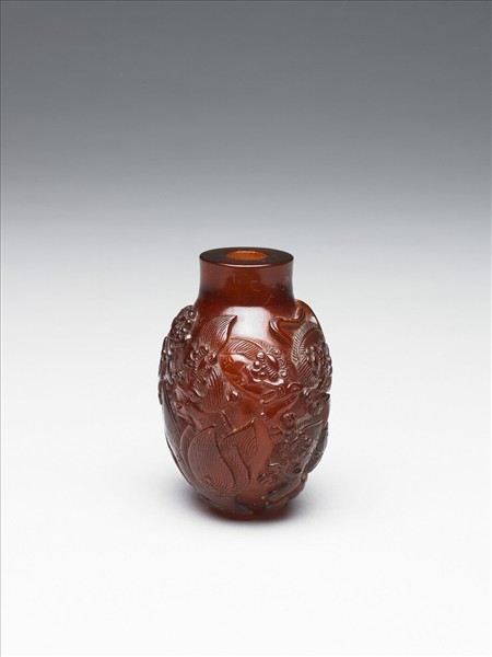 琥珀太獅少獅鼻煙壺