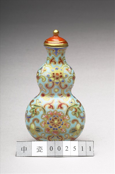 粉彩湖綠地纏枝花卉紋葫蘆式鼻煙壺